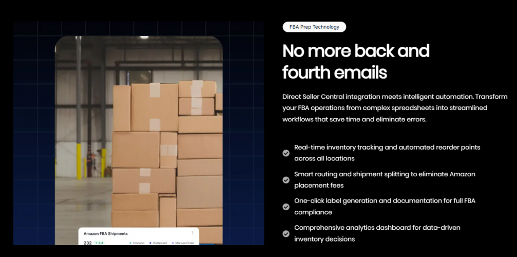 AMZ Prep's FBA Prep Platform: Direct Seller Central Integration and Real-Time Inventory Control screenshot 1