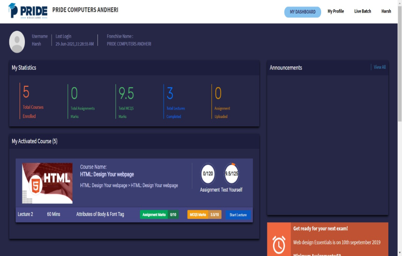 PrideEducare - ELearning Platform screenshot 4