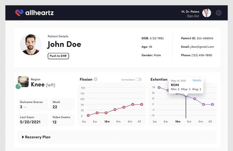 Allheartz: Computer Vision in Physiotherapy and Sports Care screenshot 1