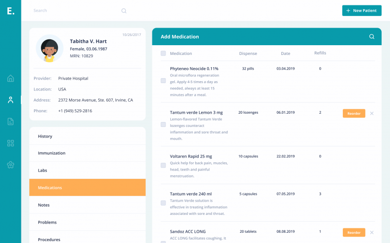 Custom Electronic Health Record System screenshot 1