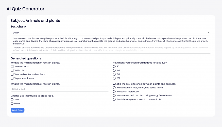 AI-powered content generator for knowledge assessment screenshot 2