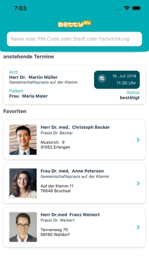 Betty24 Gmbh - A robust mobile app for appointment booking screenshot 1