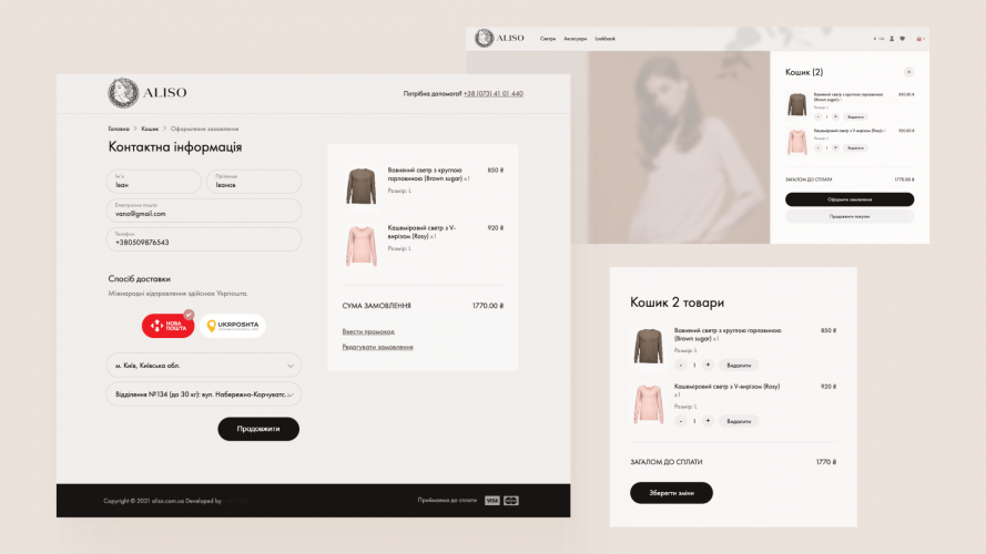 Developing a Website for the Aliso Women's Clothing Brand screenshot 3