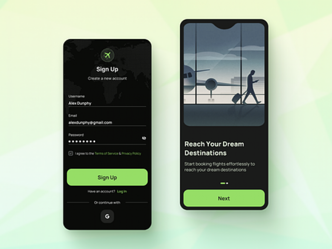 Flight Booking Mobile App UI screenshot 1