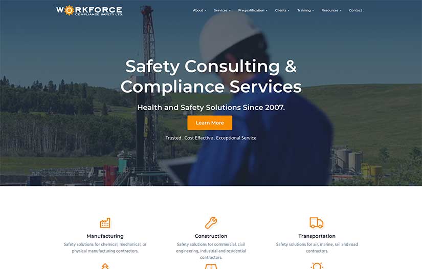 Workforce Compliance Safety Website Design screenshot 1