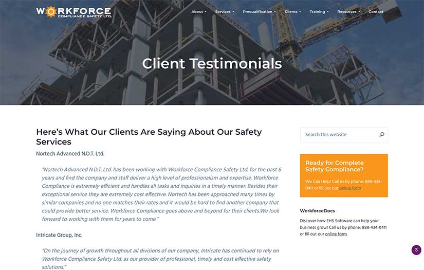 Workforce Compliance Safety Website Design screenshot 2