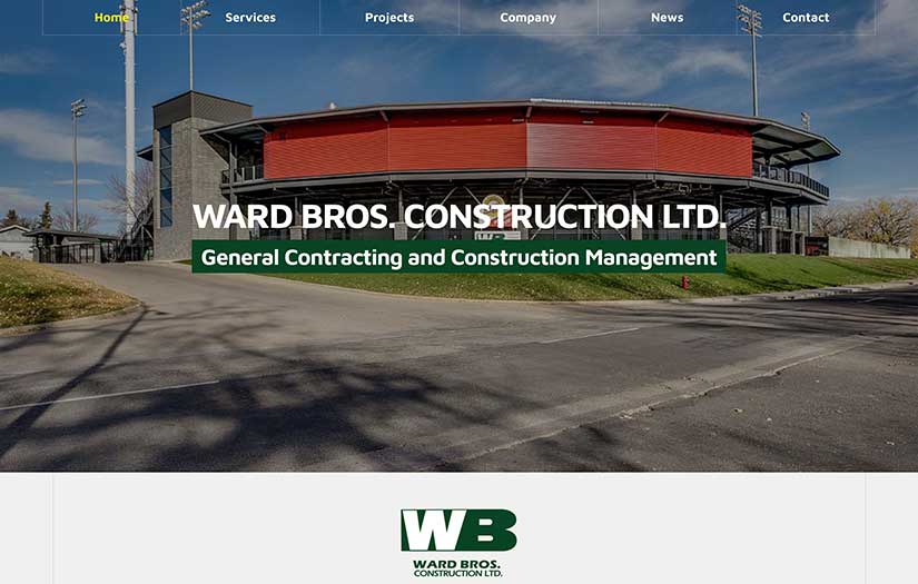 Ward Bros. Construction Website Design screenshot 1