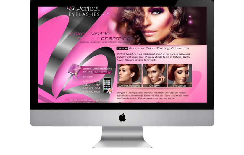 Website for Perfect Eyelashes London screenshot 1