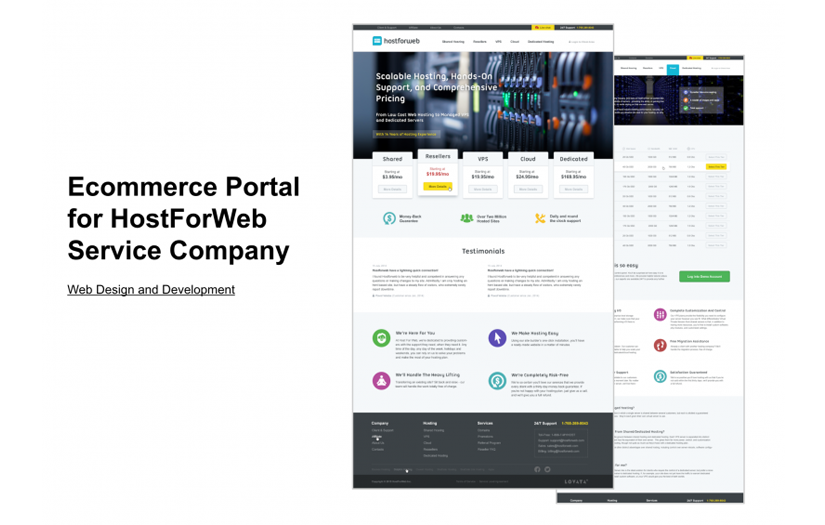 Ecommerce Website for HostForWeb Service Company screenshot 1