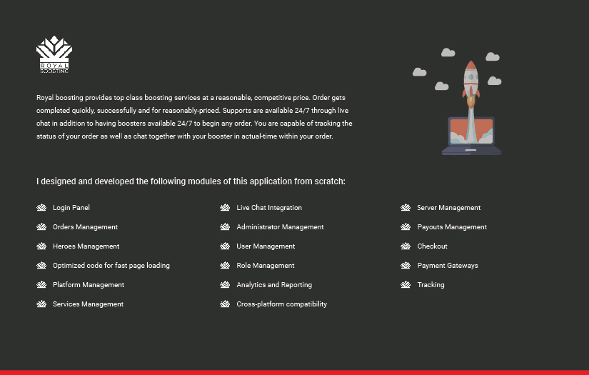 Royal Boosting Web Application And Mobile Apps screenshot 1