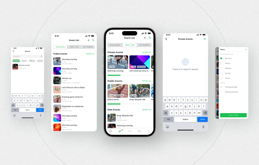 Fitness mobile app for finding friends and taking sports screenshot 1