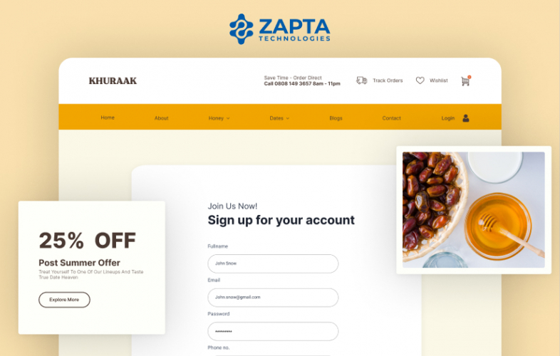 Khurak: An Online Marketplace To Buy Organic Honey And Dates (Website Design & Development) screenshot 2