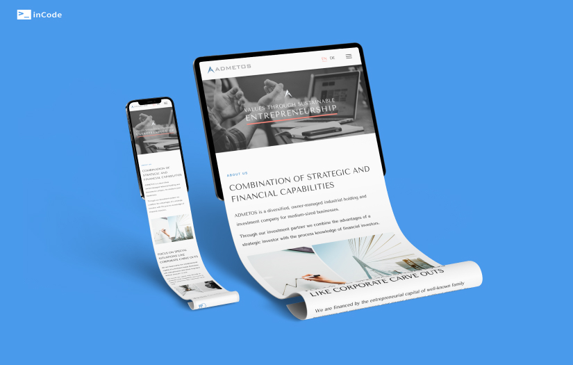 WordPress website design and development for Admetos screenshot 1