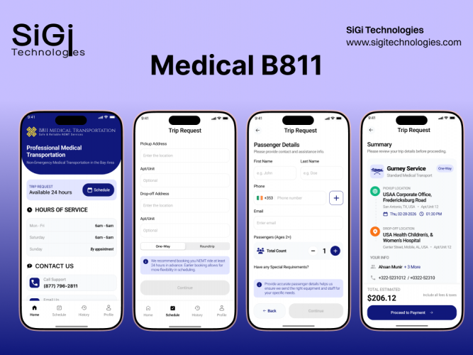 B811 – Medical Transportation & Patient Ride Booking Mobile Application screenshot 1