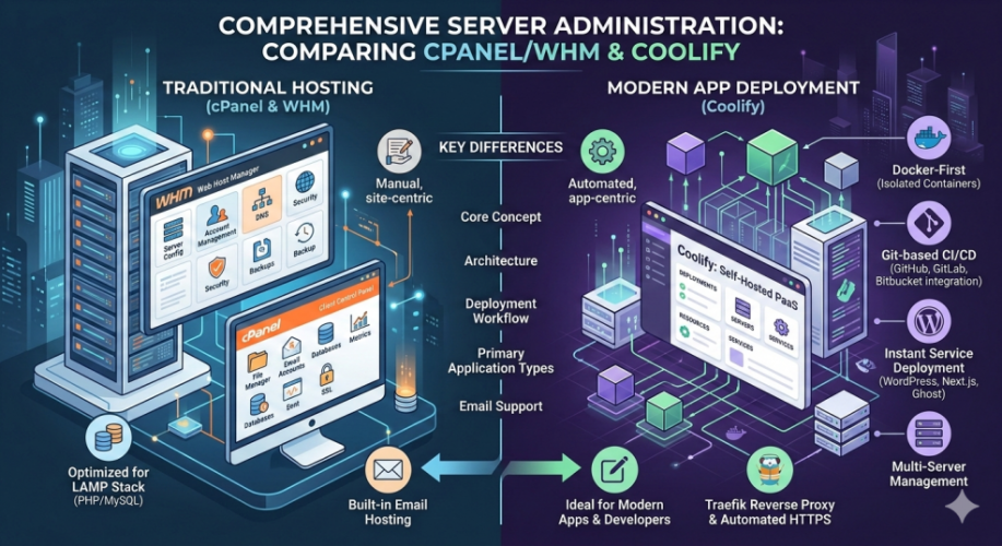 cPanel, WHM, and Coolify Server Administration screenshot 1