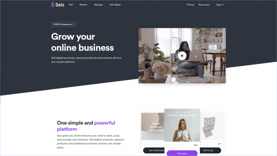 Website Development Solution for eCommerce with Selz - USA screenshot 1