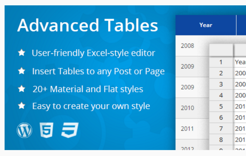 Advanced Tables Wordpress Plugin screenshot 1