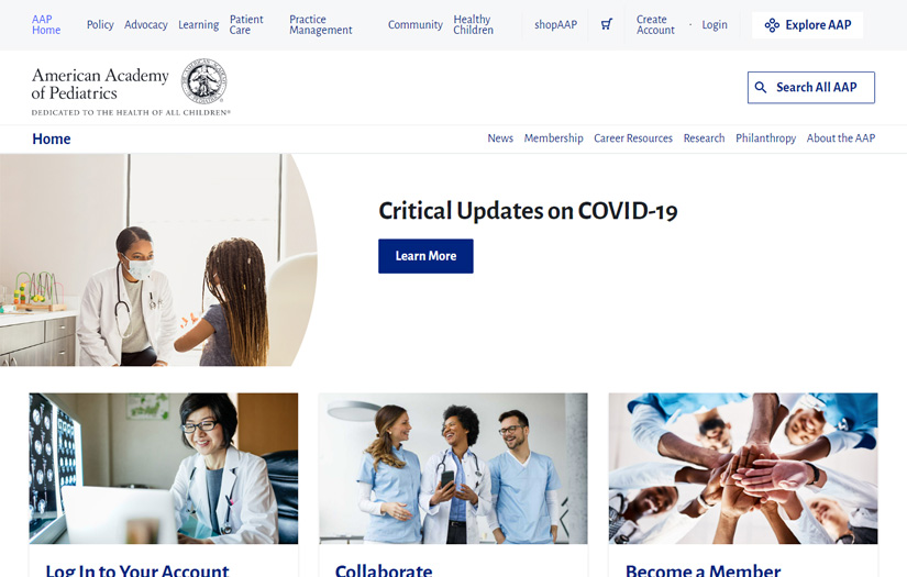 American Academy of Pediatrics screenshot 1