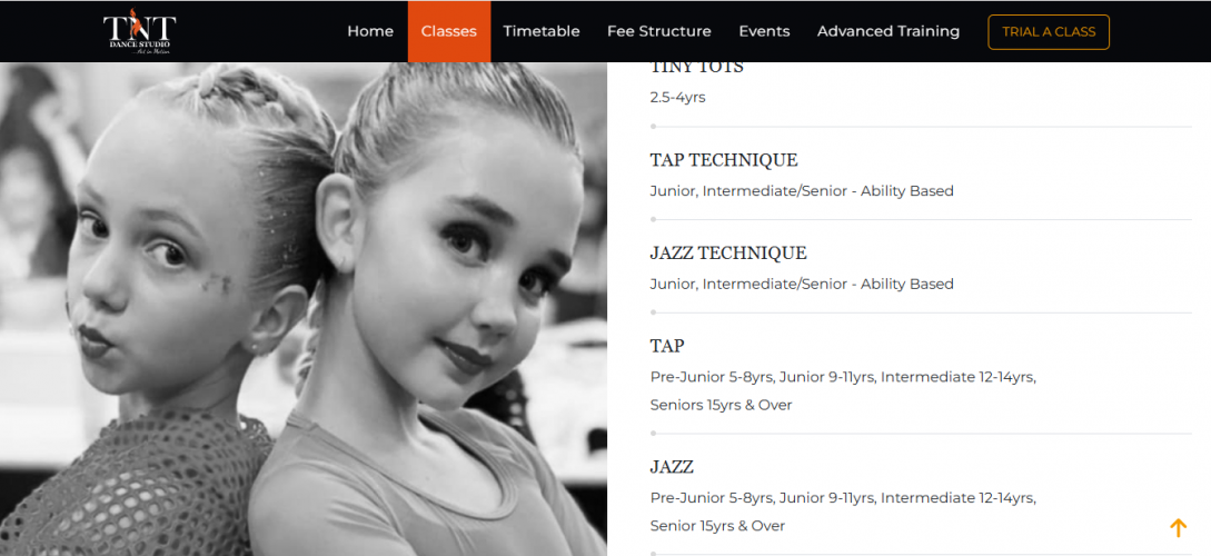 TNT Dance Studio Australia | Logo Redesign | Website Redesign & Development screenshot 2