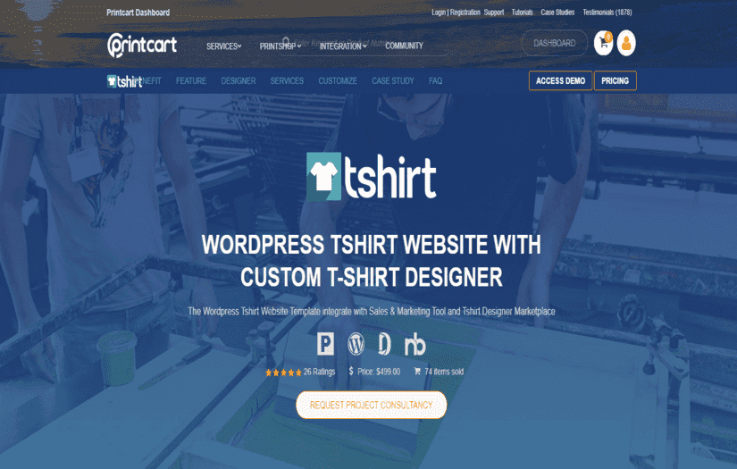 Wordpress T-shirt Website with Custom T-shirt Designer screenshot 1
