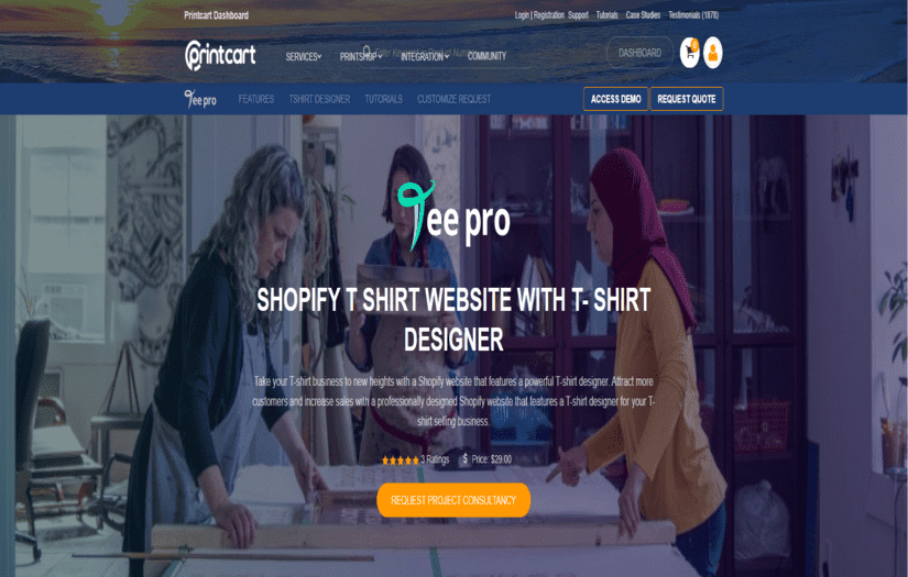 Shopify T-shirt Website with T-shirt Designer screenshot 1