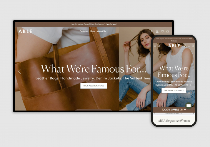 Custom Designed & Developed Store for Able Clothing screenshot 3