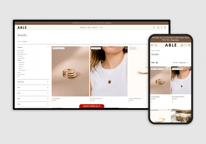 Custom Designed & Developed Store for Able Clothing screenshot 1