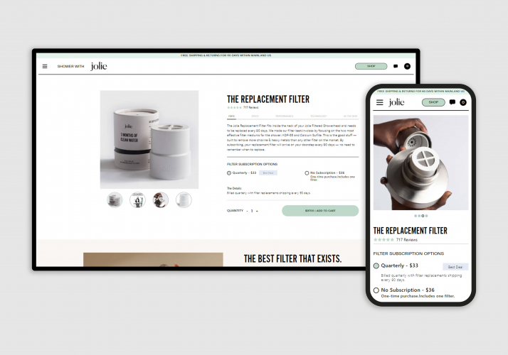 Custom Shopify store development for Jolie Skinco screenshot 2