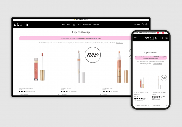 Store design & development for Stila Cosmetics screenshot 2