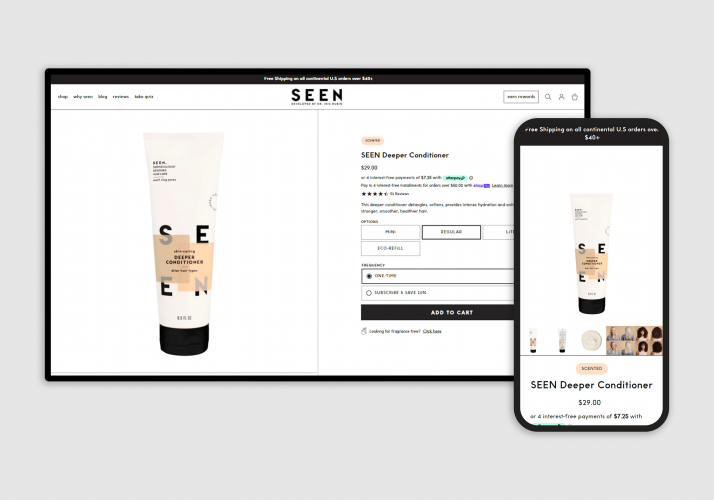 Custom Designed & Developed Store for Seen screenshot 2