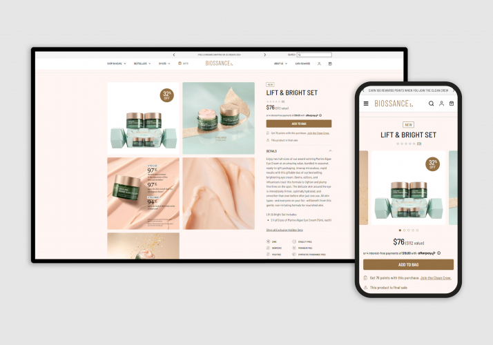 Biossance Store Design and Development screenshot 2