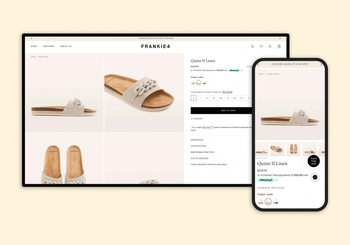 Frankie4's migration from Magento to Shopify screenshot 1