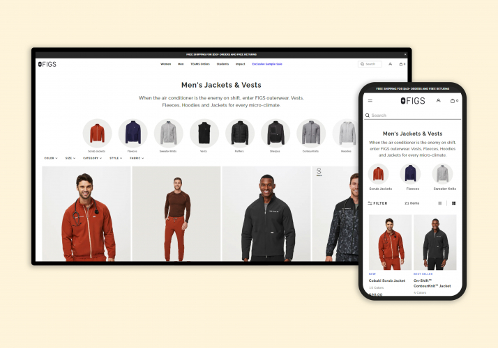 wearfigs site's migration from BigCom.. to Shopify screenshot 2