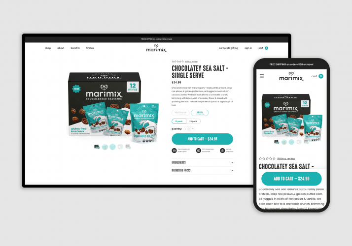 Marimix store's custom design and development screenshot 1