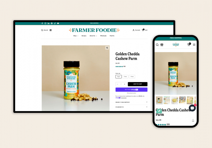 Farmer Foodie store's custom design and development screenshot 2