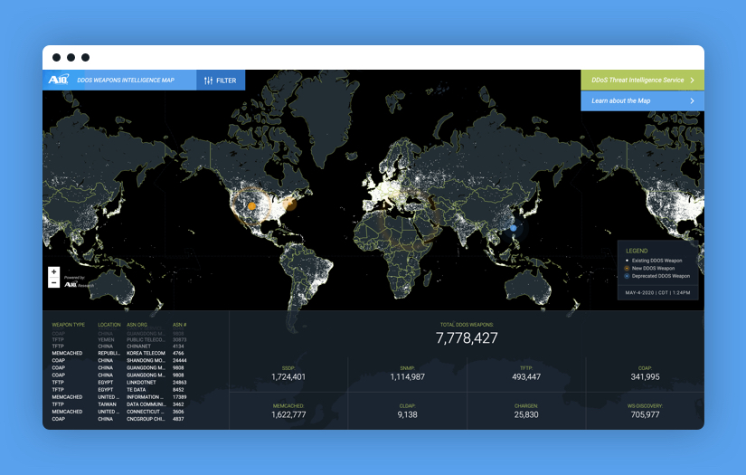 A10 Networks - DDoS Threat Intelligence Map screenshot 1