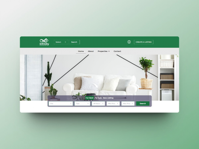 Infinity Housing Real Estate Listing Website screenshot 1