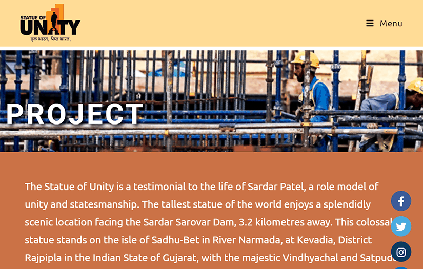 Statue of Unity - Website Development & Maintenance screenshot 1
