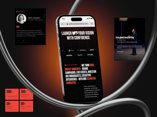 Cardboard Spaceship - Website Design for a Full-service Production Company screenshot 2
