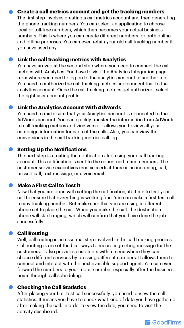 steps of call tracking 