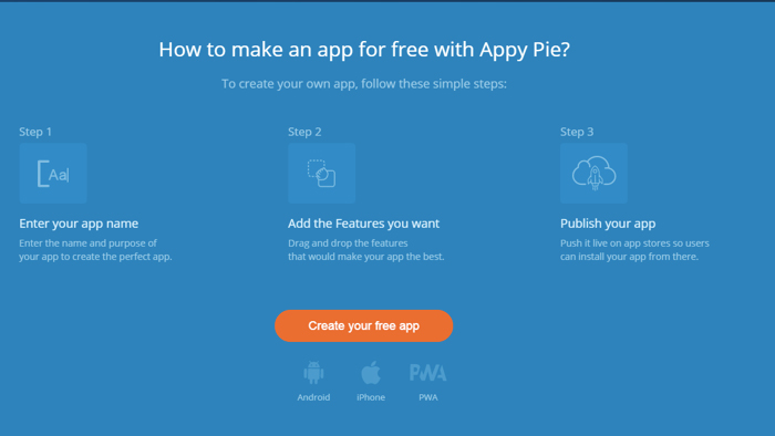 Appy Pie Mobile application development app