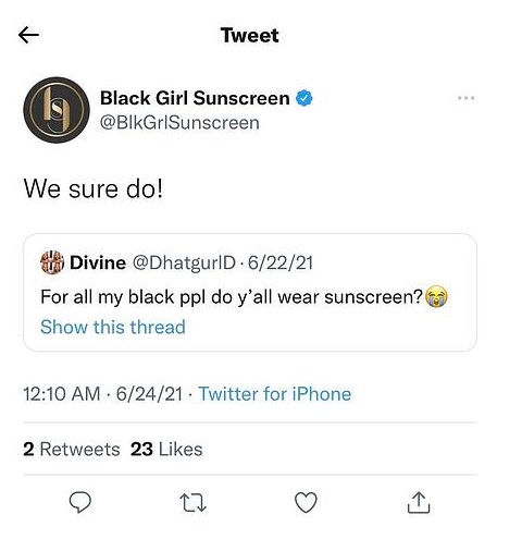Black girl sunscreen tweet