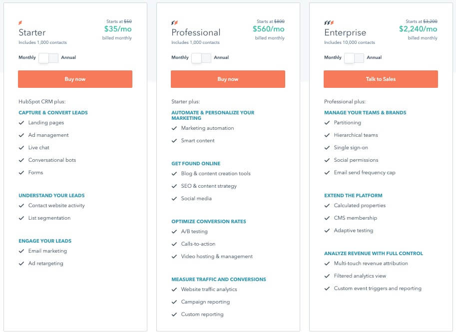 hubspot pricing