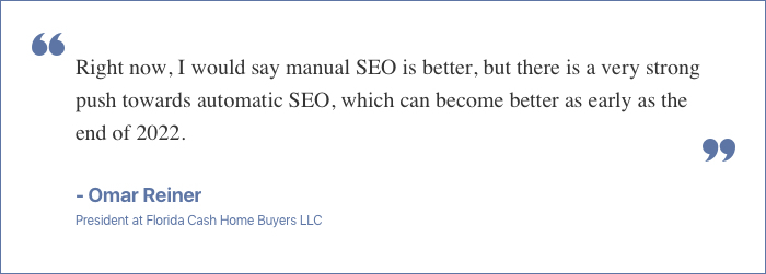 Omar Reiner quote on Seo automation