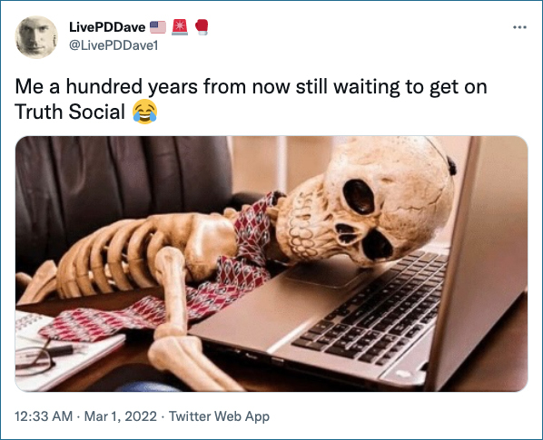 Truth Social waiting tweet