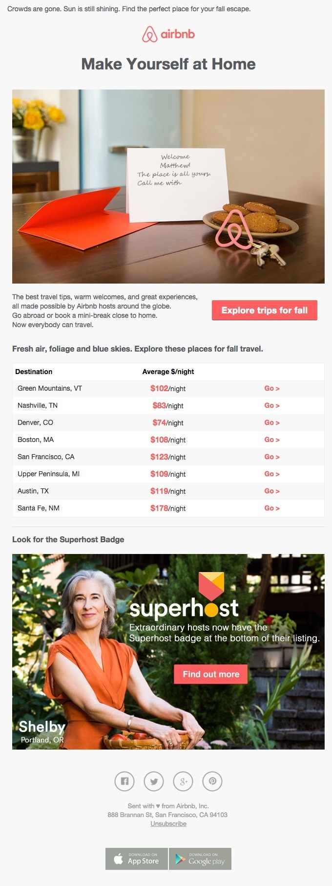 Airbnb Welcome Email