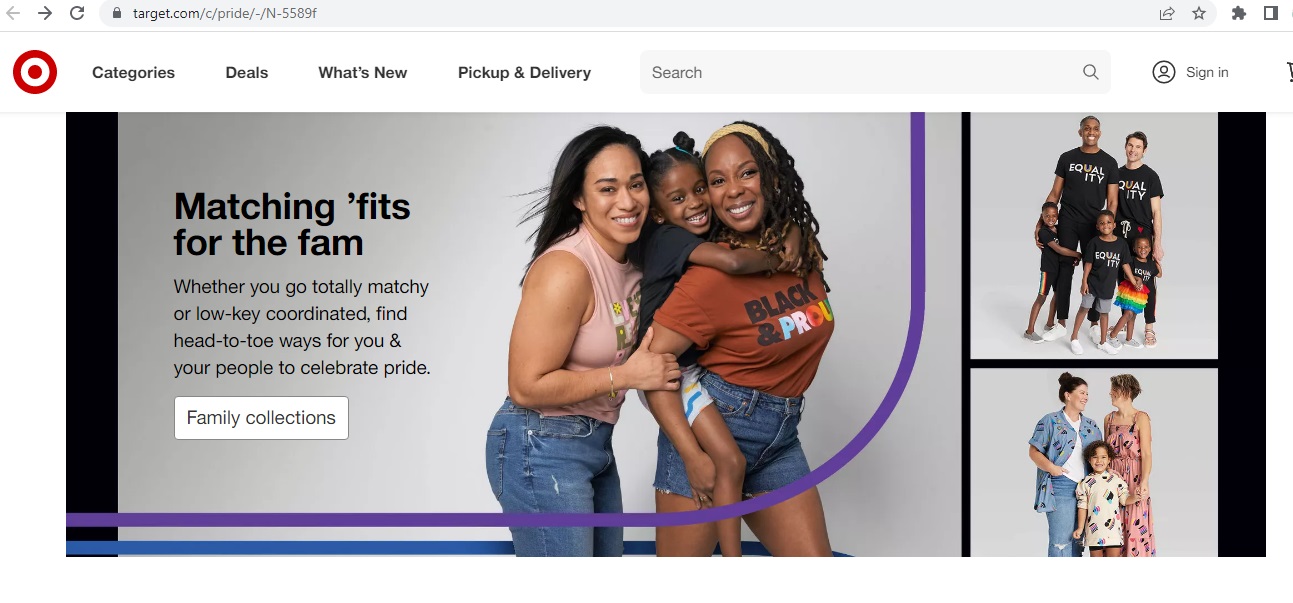 Target Pride landing page
