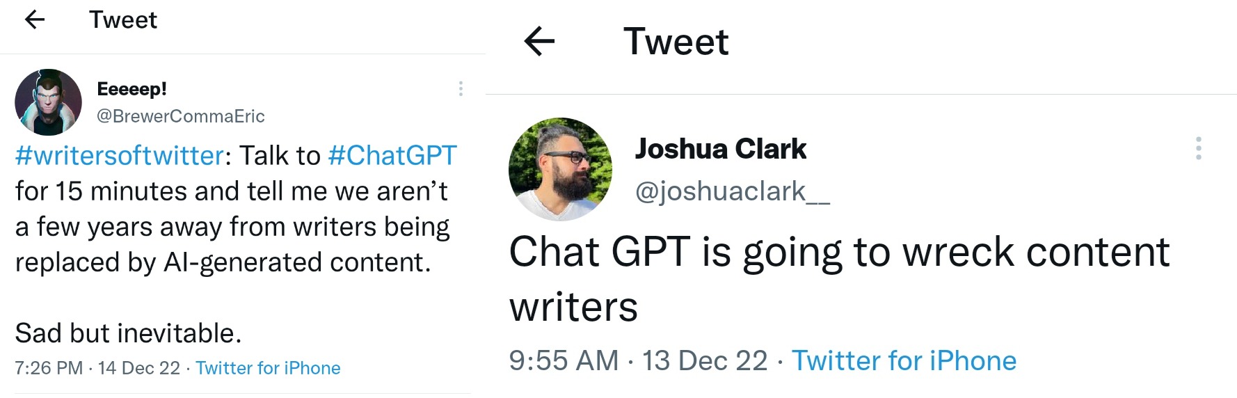 content writers replacement by ChatGPT