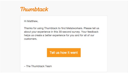 Feedback Thumbtack Email