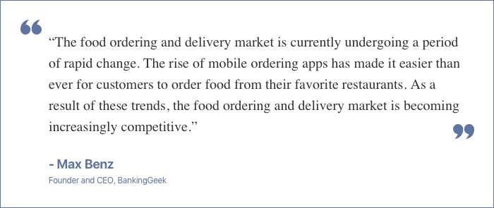 Max quote on online food industry
